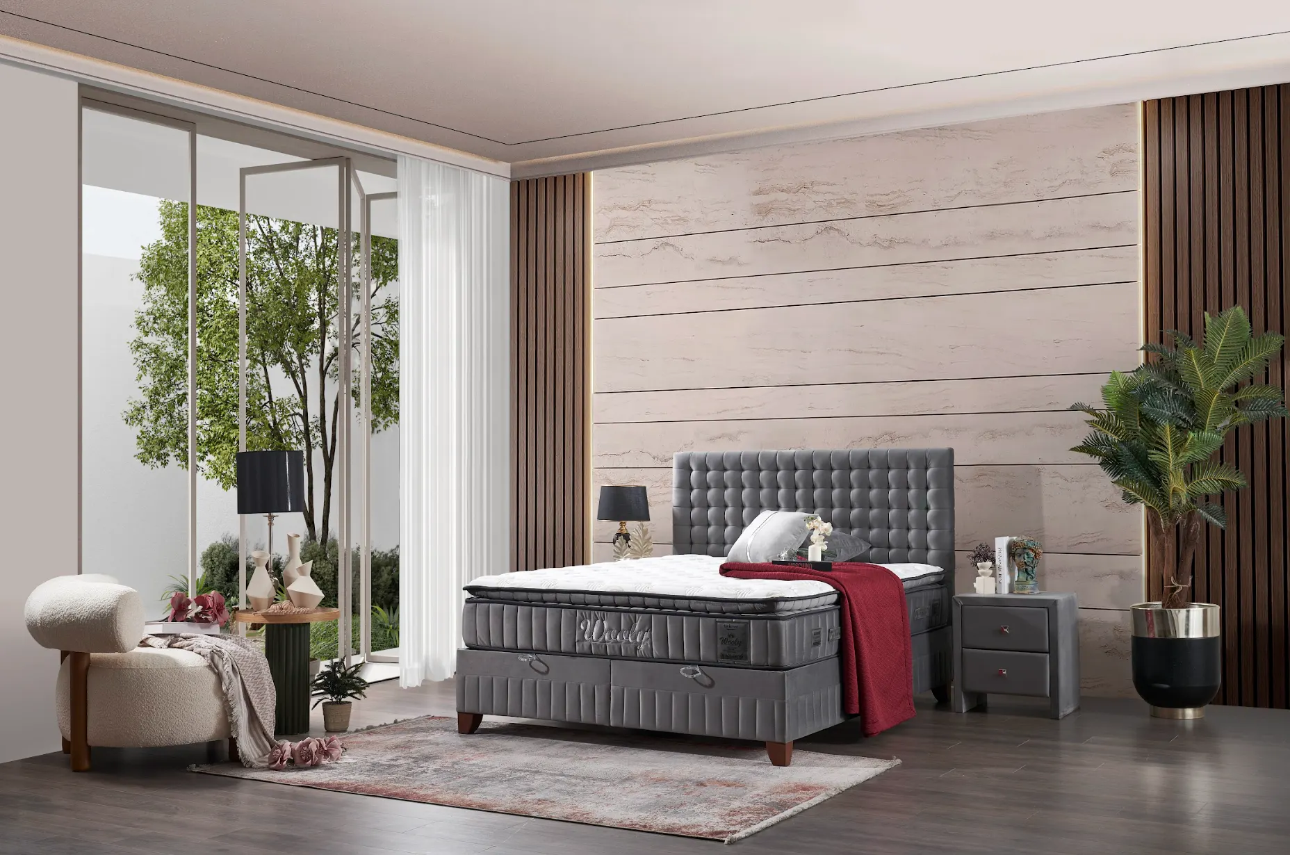 Wooly grey yatak baza